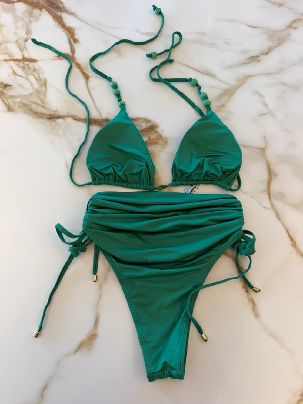 Bikiny Society Green Ruched Bikini Top